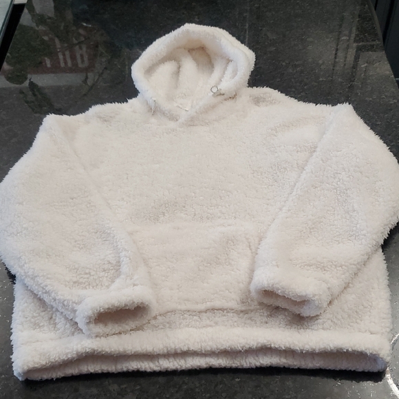 Athletic Works Tops - Athletic Works White/Cream Fleece Hoodie